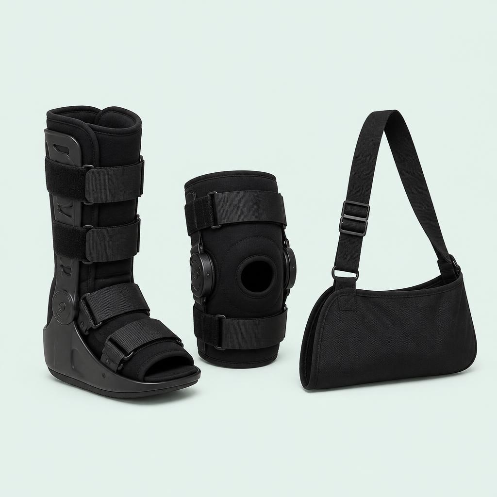 Hinged knee brace, lumbar back brace and CAM walking boot covered by Medicare with a physician's order